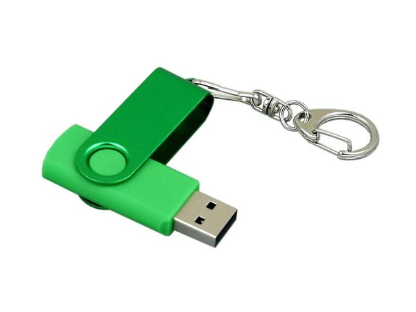 USB 2.0- флешка промо на 4 Гб с поворотным механизмом и однотонным металлическим клипом - USB 2.0- флешка промо на 4 Гб с поворотным механизмом и однотонным металлическим клипом