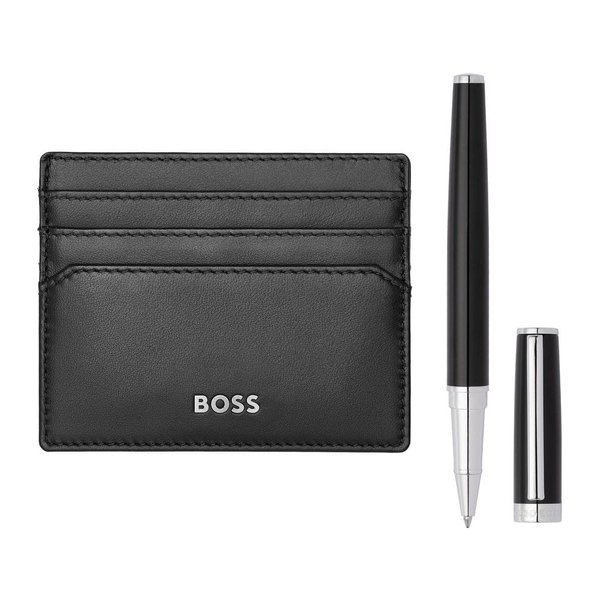 Набор HUGO BOSS черный (ручка-роллер и картхолдер) - Набор HUGO BOSS черный (ручка-роллер и картхолдер)