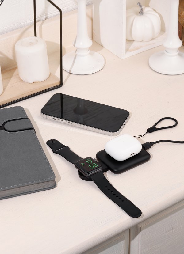 Складная беспроводная (15W) зарядная станция "I-Fold" для смартфона, часов/наушников - Складная беспроводная (15W) зарядная станция "I-Fold" для смартфона, часов/наушников черный