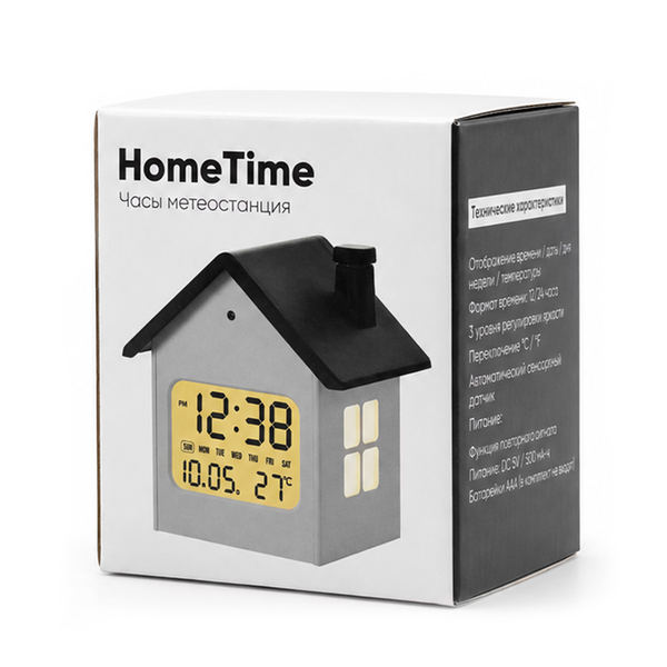 Часы метеостанция HomeTime - Часы метеостанция HomeTime, черные