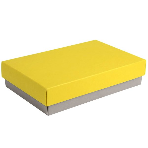 Коробка подарочная CRAFT BOX размер 17,5 x 11,5 x 4 см - Коробка подарочная CRAFT BOX, 17,5*11,5*4 см, серый, желтый, картон 350 гр/м2