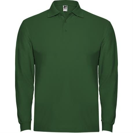 Футболка поло ESTRELLA L/S мужская - Футболка поло ESTRELLA L/S мужская, БУТЫЛОЧНЫЙ ЗЕЛЕНЫЙ M