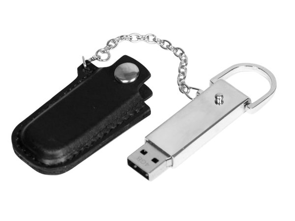 USB 2.0- флешка на 16 Гб в массивном корпусе с кожаным чехлом - USB 2.0- флешка на 16 Гб в массивном корпусе с кожаным чехлом