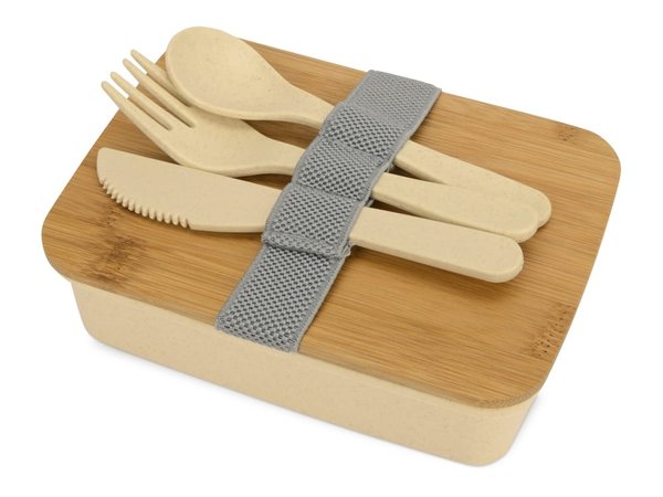 Ланч-бокс «Lunch» из пшеничного волокна с бамбуковой крышкой - Ланч-бокс «Lunch» из пшеничного волокна с бамбуковой крышкой