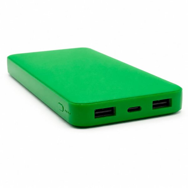Внешний аккумулятор Polus, 10000 Mah, софт-тач покрытие - Внешний аккумулятор Polus, 10000 Mah, софт-тач покрытие, зеленый