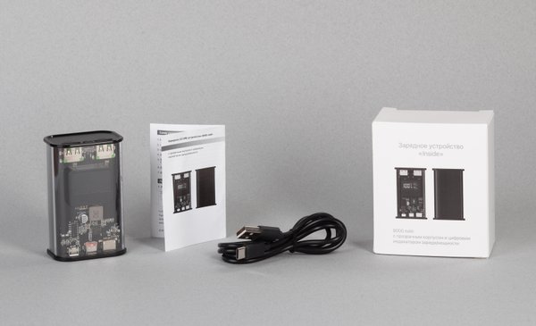 Зарядное (22.5W) устройство "Inside" 9000 mAh с прозрачным корпусом и цифровым индикатором заряда/напряжения/силы тока - Зарядное (22.5W) устройство "Inside" 9000 mAh с прозрачным корпусом и цифровым индикатором заряда/напряжения/силы тока черный