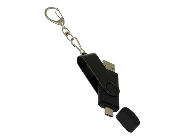 USB 2.0- флешка на 8 Гб с поворотным механизмом и дополнительным разъемом Type-C - USB 2.0- флешка на 8 Гб с поворотным механизмом и дополнительным разъемом Type-C