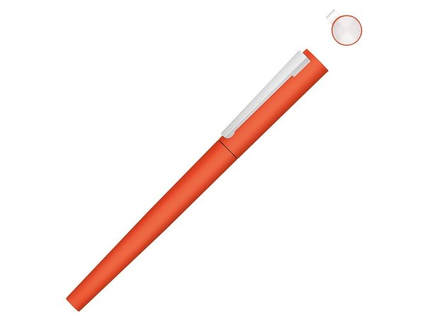 Ручка металлическая роллер «Brush R GUM» soft-touch с зеркальной гравировкой - Ручка металлическая роллер «Brush R GUM» soft-touch с зеркальной гравировкой