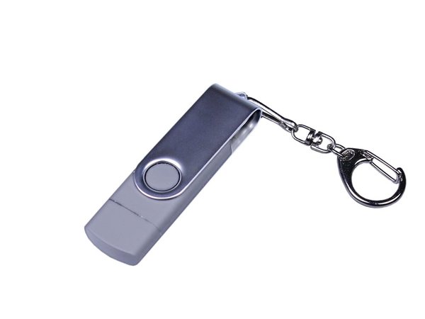 USB 3.0/micro USB/Type-C- флешка на 32 Гб с поворотным механизмом - USB 3.0/micro USB/Type-C- флешка на 32 Гб с поворотным механизмом