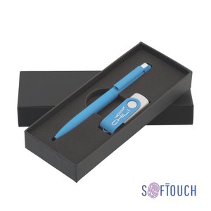 набор ручка + флеш-карта 16 гб в футляре, покрытие soft touch