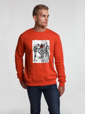 толстовка make love, красная