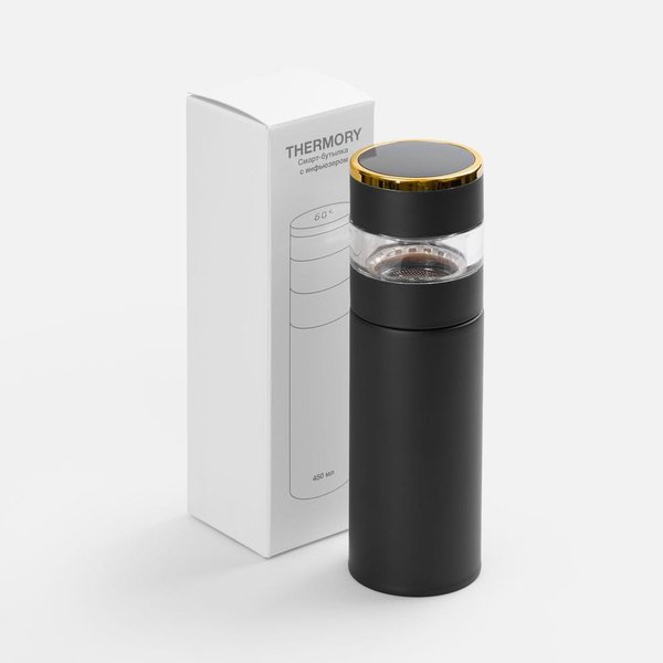 Смарт-бутылка с инфьюзером Thermory, черная