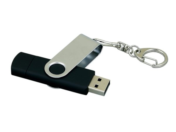 USB 2.0- флешка на 32 Гб с поворотным механизмом и дополнительным разъемом Micro USB - USB 2.0- флешка на 32 Гб с поворотным механизмом и дополнительным разъемом Micro USB