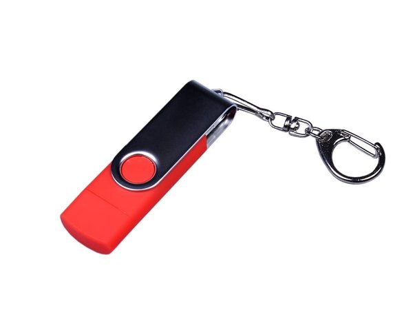 USB 2.0/micro USB/Type-C- флешка на 64 Гб c поворотным механизмом - USB 2.0/micro USB/Type-C- флешка на 64 Гб c поворотным механизмом