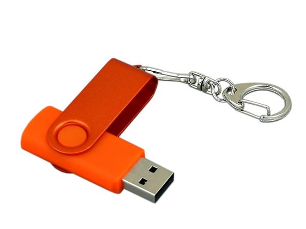 USB 2.0- флешка промо на 64 Гб с поворотным механизмом и однотонным металлическим клипом - USB 2.0- флешка промо на 64 Гб с поворотным механизмом и однотонным металлическим клипом
