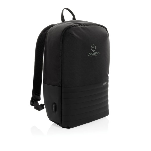 Антикражный рюкзак для ноутбука Swiss Peak с RFID-защитой из rPET AWARE™, 15,6’’ - Антикражный рюкзак для ноутбука Swiss Peak с RFID-защитой из rPET AWARE™, 15,6’’