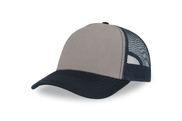 Бейсболка RAPPER CANVAS-S, 5 клиньев, пластиковая застёжка - Бейсболка "RAPPER CANVAS-S", 5 клиньев, серый/тёмно-синий, пласт.заст., 100% полиэстер, 270 г/м2