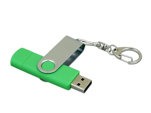 USB 2.0- флешка на 16 Гб с поворотным механизмом и дополнительным разъемом Micro USB - USB 2.0- флешка на 16 Гб с поворотным механизмом и дополнительным разъемом Micro USB