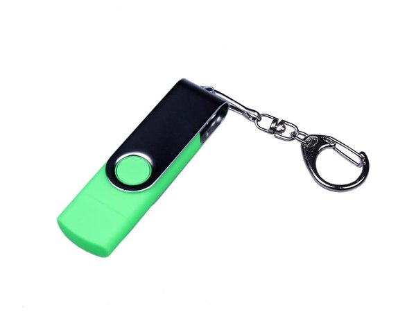 USB 3.0/micro USB/Type-C- флешка на 32 Гб с поворотным механизмом - USB 3.0/micro USB/Type-C- флешка на 32 Гб с поворотным механизмом
