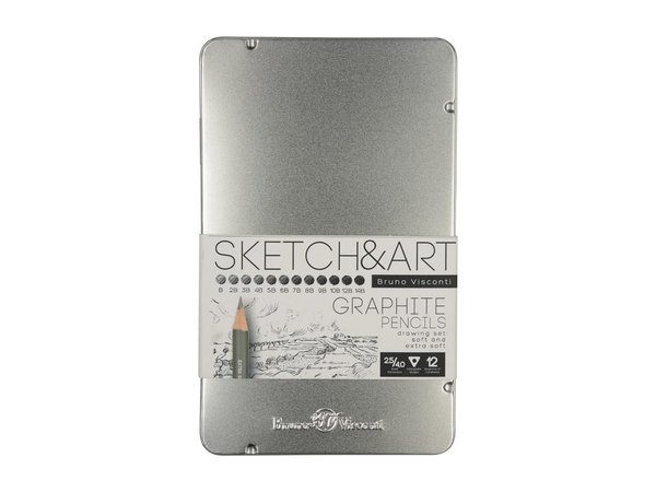 Набор из 12 чернографитовых карандашей «Sketch & Art» В - 14В - Набор из 12 чернографитовых карандашей «Sketch & Art» В - 14В