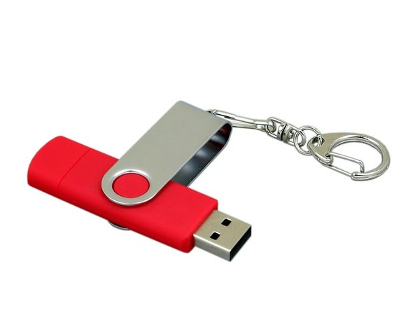 USB 2.0- флешка на 32 Гб с поворотным механизмом и дополнительным разъемом Micro USB - USB 2.0- флешка на 32 Гб с поворотным механизмом и дополнительным разъемом Micro USB