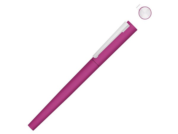 Ручка металлическая роллер «Brush R GUM» soft-touch с зеркальной гравировкой - Ручка металлическая роллер «Brush R GUM» soft-touch с зеркальной гравировкой