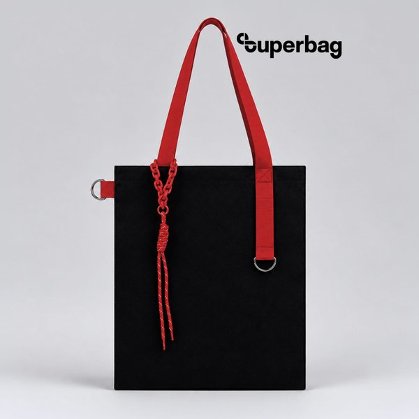 Набор Superbag Red accent: шоппер с обвесом - Набор Superbag Red accent: шоппер с обвесом (чёрный с красным)
