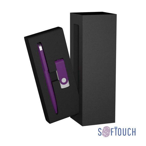 Набор ручка + флеш-карта 16 Гб в футляре, покрытие soft touch - Набор ручка + флеш-карта 16 Гб в футляре, покрытие soft touch фиолетовый