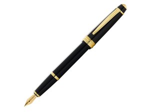 ручка перьевая «bailey ligh polished black resin and gold tone», перо f