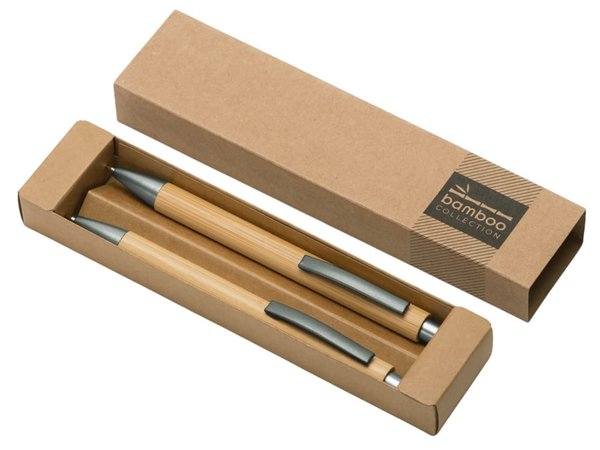 Подарочный набор «Tender bamboo» с шариковой ручкой и механическим карандашом из бамбука - Подарочный набор «Tender bamboo» с шариковой ручкой и механическим карандашом из бамбука