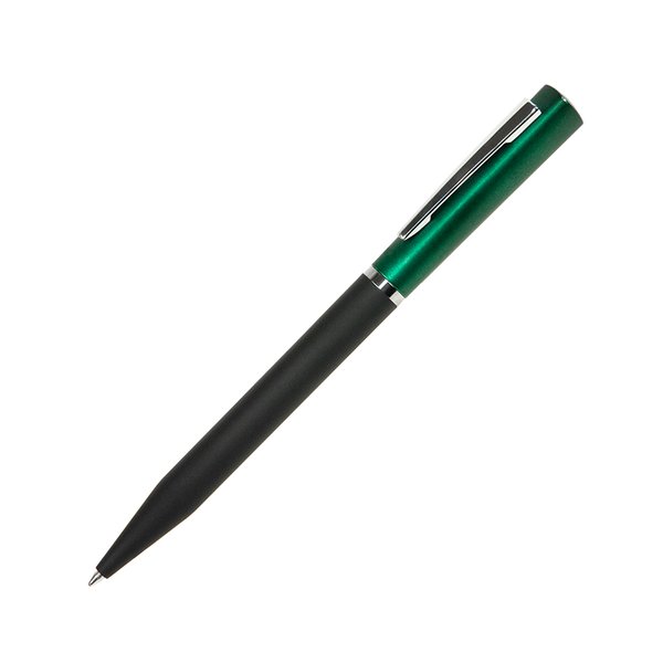 Ручка шариковая M1, пластик, металл, покрытие soft touch - M1, ручка шариковая, черный/зеленый, пластик, металл, софт-покрытие