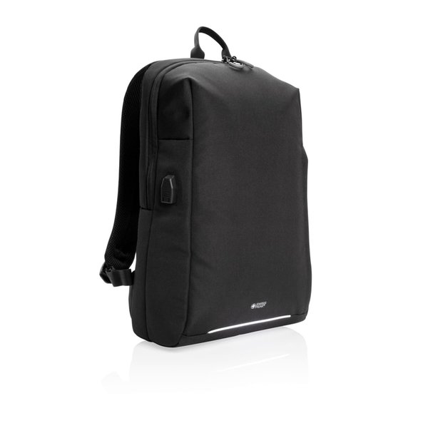 Рюкзак Swiss Peak с RFID-защитой и USB-A из rPET AWARE™, 15,6’’ - Рюкзак Swiss Peak с RFID-защитой и USB-A из rPET AWARE™, 15,6’’