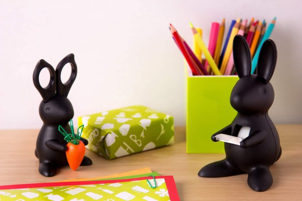 Ножницы и магнит со скрепками Bunny - Ножницы и магнит со скрепками Bunny, чёрные
