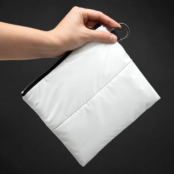 Органайзер для мелочей Superbag Bubble, стёганый, на молнии, с креплением на кольцо-карабин - Органайзер для мелочей Superbag Bubble, стёганый, на молнии, с креплением на кольцо-карабин (белый)