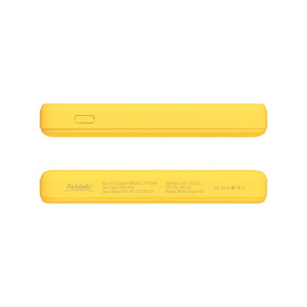 Внешний аккумулятор Ларго PD (Largo PD) 5000mAh с функцией беспроводной зарядки 15W, желтый