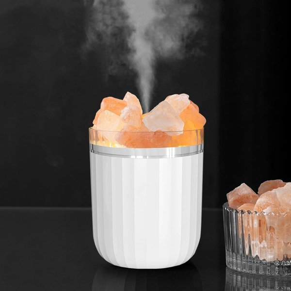 Светодиодный арома-увлажнитель с кристаллами соли Crystal Fog, белый - Светодиодный арома-увлажнитель с кристаллами соли Crystal Fog, белый