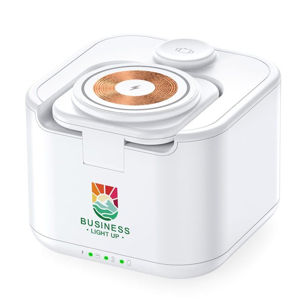 Беспроводная колонка Powerbox 5W с беспроводной зарядкой 15W,белый - Беспроводная колонка Powerbox 5W с беспроводной зарядкой 15W,белый