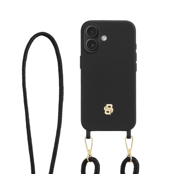 Чехол для iPhone 16 Double B черный с золотом - Чехол для iPhone 16 Double B черный с золотом