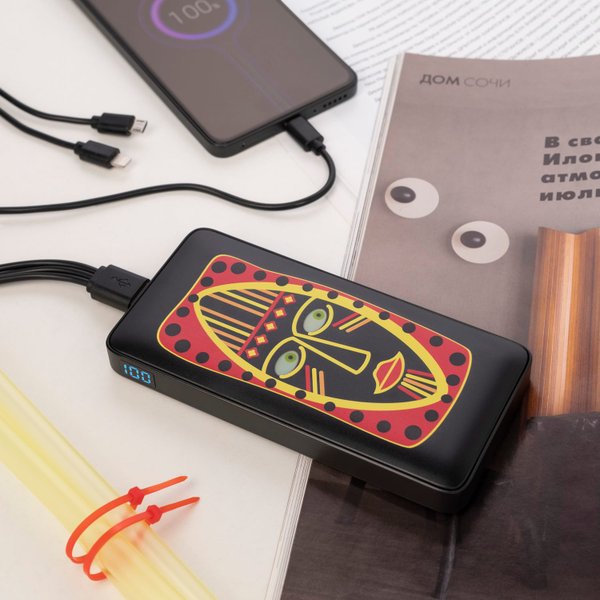 Внешний аккумулятор с цветной подсветкой Анкор Макс Плюс PD (Ancor PD Max Plus) 10000 mAh, черный