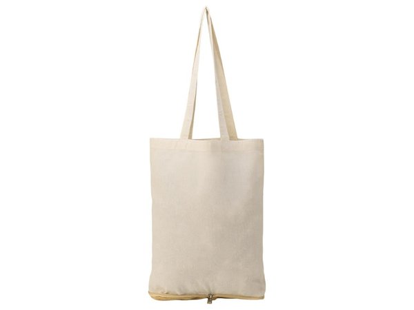 Складная сумка Jute из хлопка и джута с карманом - Складная сумка Jute из хлопка и джута с карманом