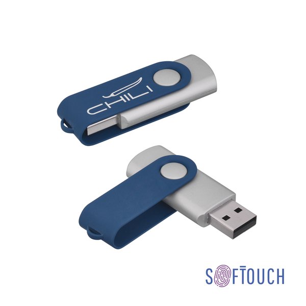 Флеш-карта "Vostok", объем памяти 16GB, покрытие soft touch# - Флеш-карта "Vostok", объем памяти 16GB, покрытие soft touch# темно-синий