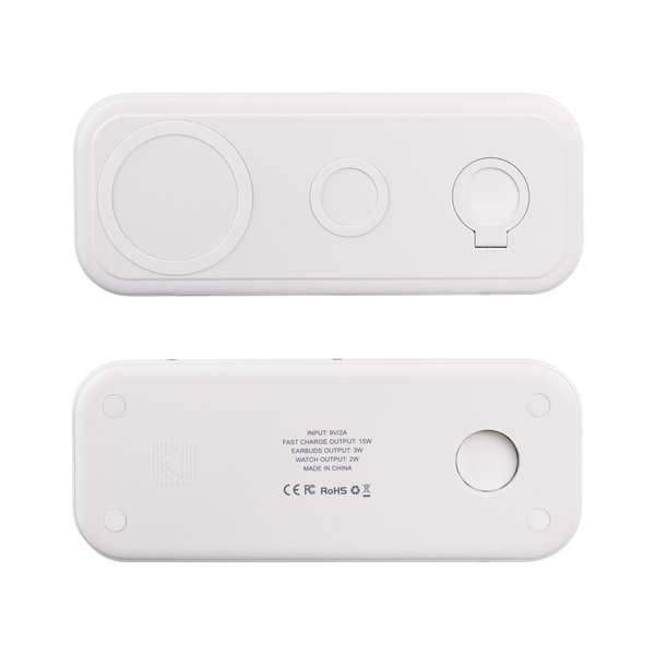 Настольная беспроводная (15W) зарядная станция "Snow Board" для смартфона, часов и наушников - Настольная беспроводная (15W) зарядная станция "Snow Board" для смартфона, часов и наушников белый