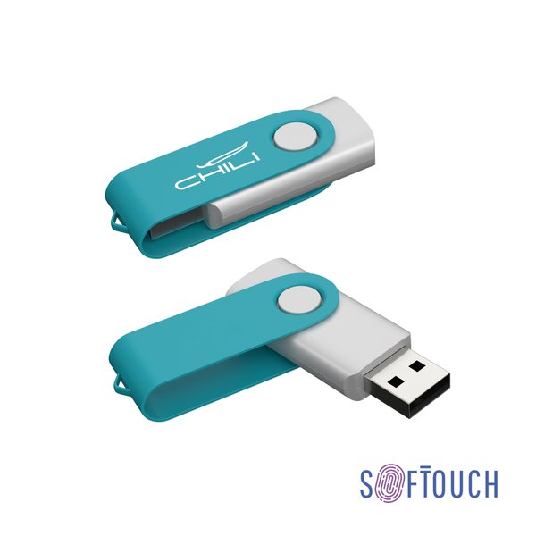 Флеш-карта "Vostok", объем памяти 16GB, покрытие soft touch# - Флеш-карта "Vostok", объем памяти 16GB, покрытие soft touch# бирюзовый