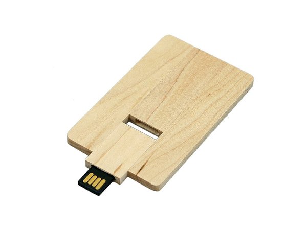 USB 2.0- флешка на 32 Гб в виде деревянной карточки с выдвижным механизмом - USB 2.0- флешка на 32 Гб в виде деревянной карточки с выдвижным механизмом