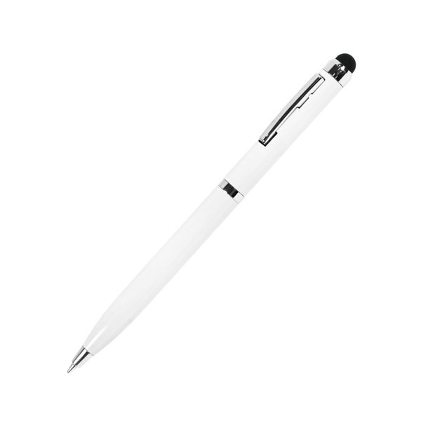 Ручка шариковая со стилусом CLICKER TOUCH - CLICKER TOUCH, ручка шариковая со стилусом для сенсорных экранов, белый/хром, металл