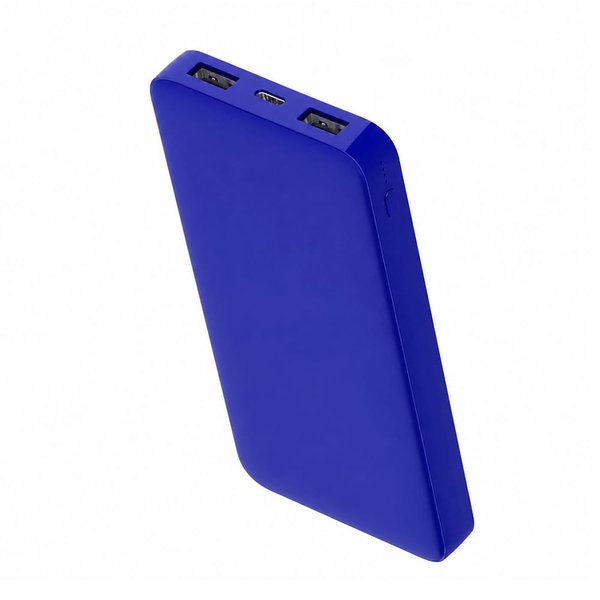 Внешний аккумулятор Polus, 10000 Mah, софт-тач покрытие - Внешний аккумулятор Polus, 10000 Mah, софт-тач покрытие, синий