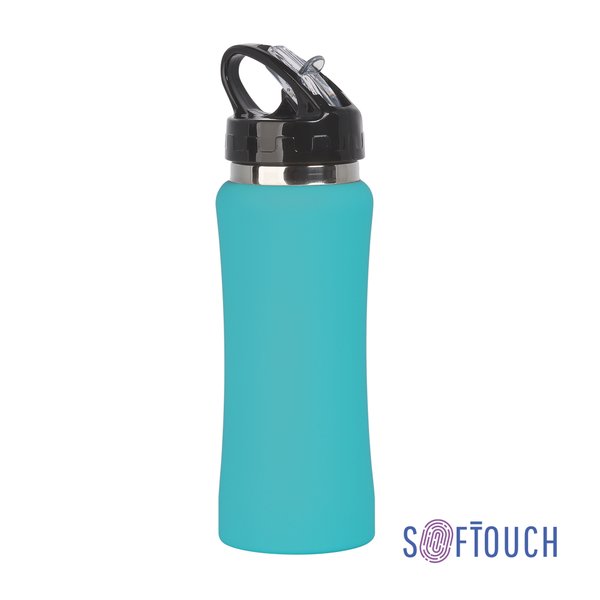 Бутылка для воды "Индиана" 600 мл, покрытие soft touch - Бутылка для воды "Индиана" 600 мл, покрытие soft touch бирюзовый