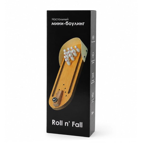 Настольная игра мини-боулинг Roll n' Fall, бежевый - Настольная игра мини-боулинг Roll n' Fall, бежевый