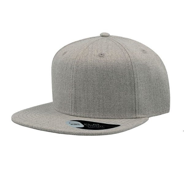 Бейсболка SNAP BACK, 6 клиньев, пластиковая застежка - Бейсболка "SNAP BACK", 6 клиньев, серый меланж, 100% п/э,100% х/б, 400 гр/м2, пластиковая застежка