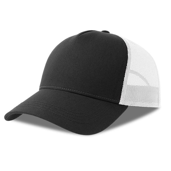 Бейсболка RAPPER COTTON-S, 5 клиньев, пластиковая застёжка - Бейсболка RAPPER COTTON-S, п. заст, 5 клин, чёрный/белый, 100% хлопок/100% полиэстер, 280 г/м2